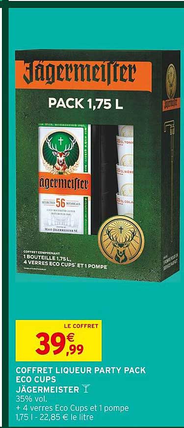 COFFRET LIQUEUR PARTY PACK ECO CUPS JÄGERMEISTER