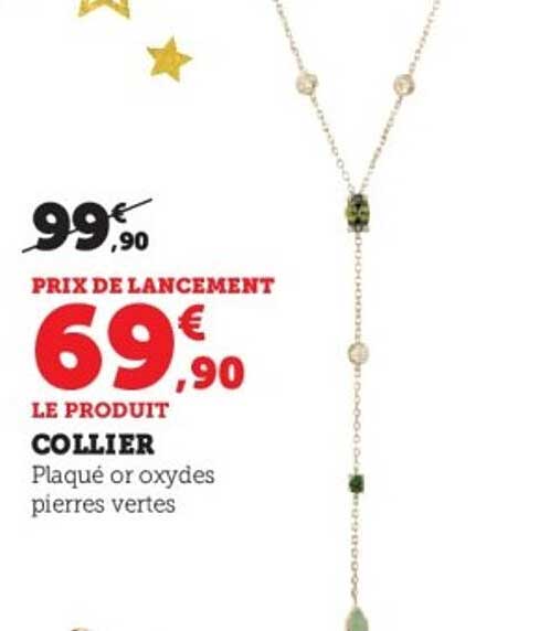 COLLIER Plaqué or oxydes pierres vertes