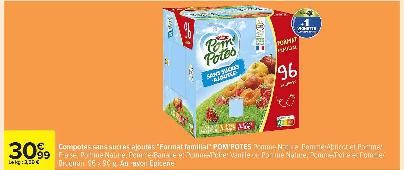 Compotes sans sucres ajoutés "Format familial" POM'POTES