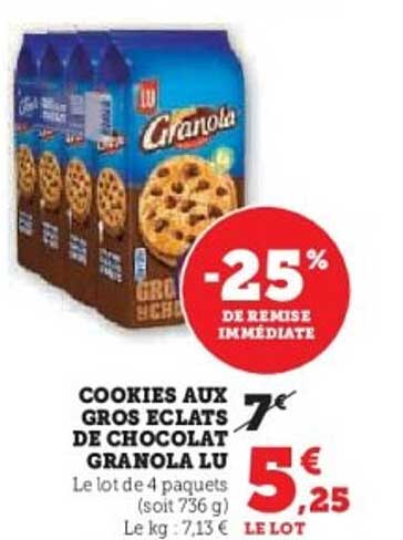 COOKIES AUX GROS ECLATS DE CHOCOLAT GRANOLA LU