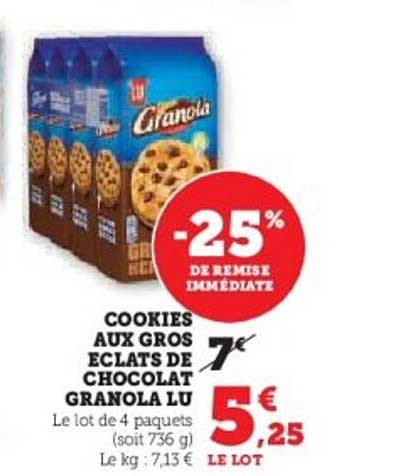 COOKIES AUX GROS ECLATS DE CHOCOLAT GRANOLA LU