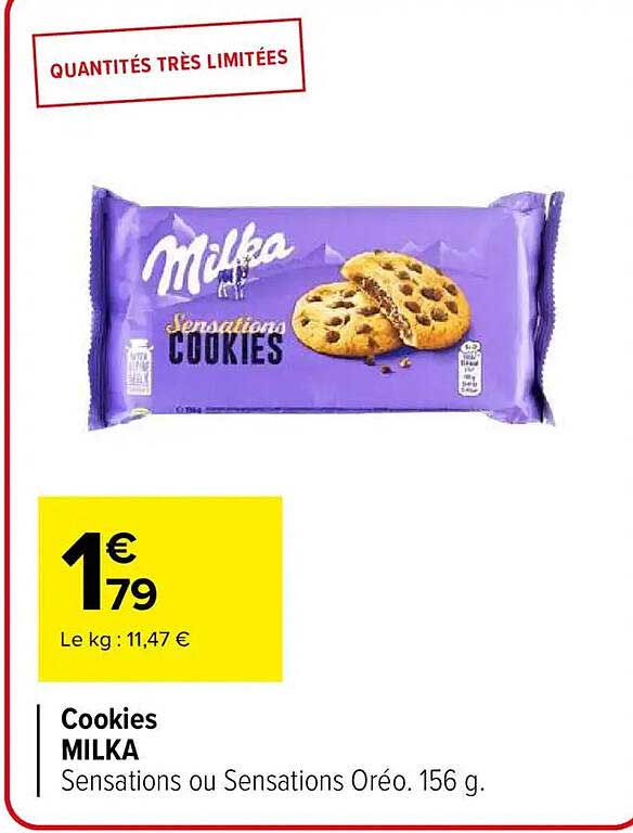 Cookies MILKA Sensations ou Sensations Oréo. 156 g.