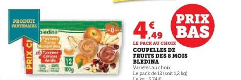 COUPELLES DE FRUITS DES 8 MOIS BLEDINA