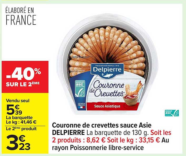 Couronne de crevettes sauce Asie DELPIERRE