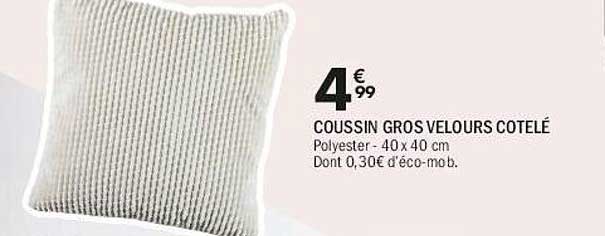 COUSSIN GROS VELOURS COTELÉ