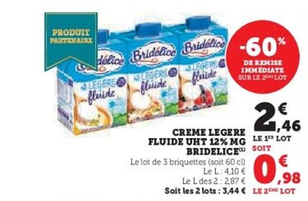 CRÈME LÉGÈRE FLUIDE UHT 12% MG BRIDELICE