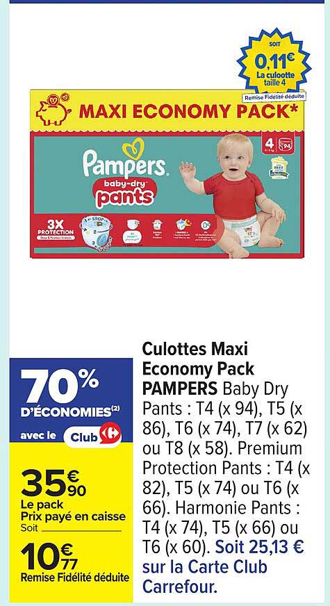 Culottes Maxi Economy Pack PAMPERS Baby Dry