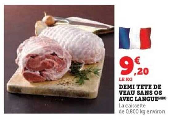 DEMI TETE DE VEAU SANS OS AVEC LANGUE