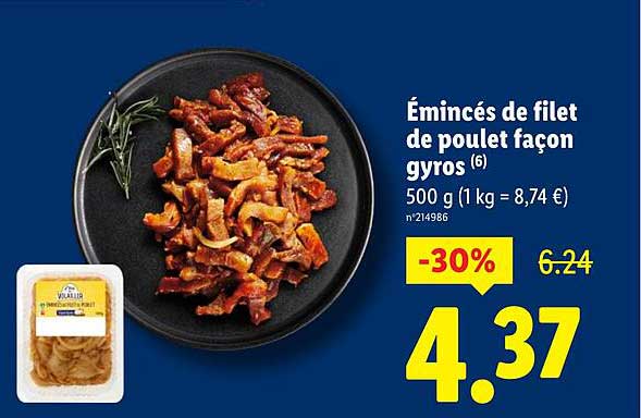 Émincés de filet de poulet façon gyros
