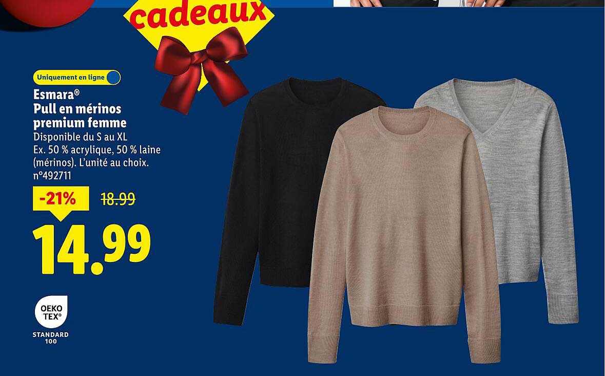 Esmara® Pull en mérinos premium femme