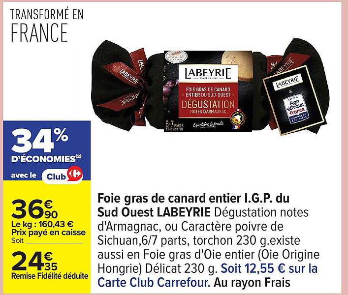 Foie gras de canard entier I.G.P. du Sud Ouest LABEYRIE Dégustaion notes d'Armagnac