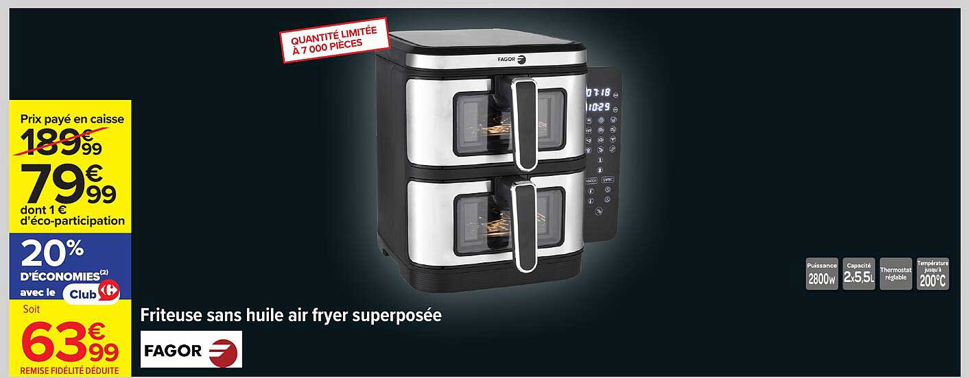 Friteuse sans huile air fryer superposée