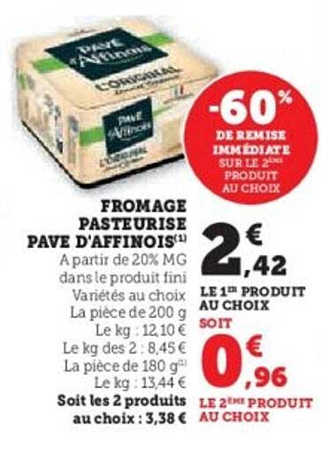 FROMAGE PASTEURISÉ PAVE D'AFFINOIS