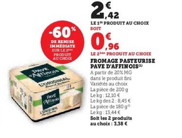 FROMAGE PASTEURISE PAVE D'AFINOIS