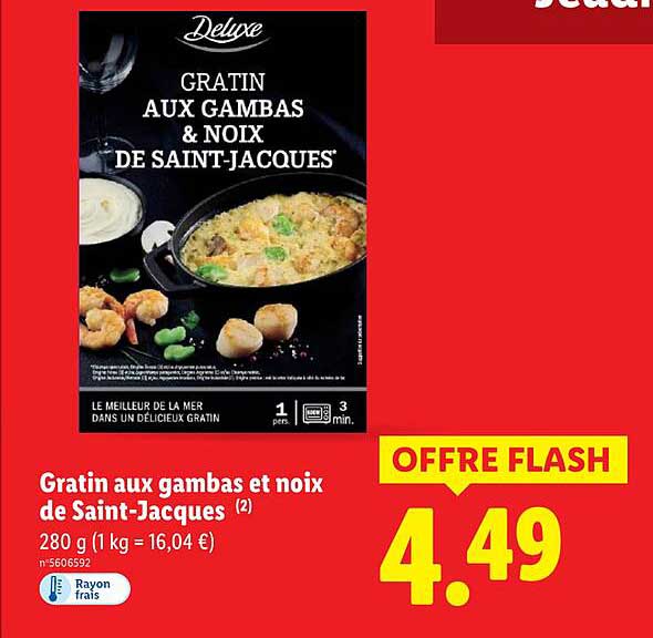 Gratin aux gambas et noix de Saint-Jacques