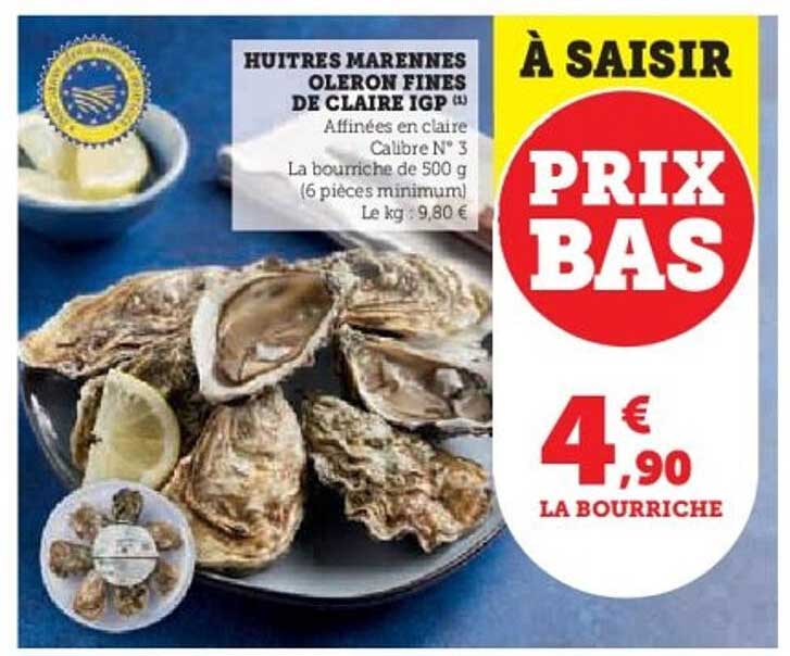 HUITRES MARENNES OLERON FINES DE CLAIRE IGP