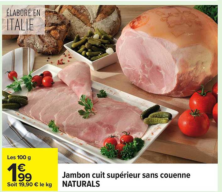 Jambon cuit supérieur sans couenne NATURALS