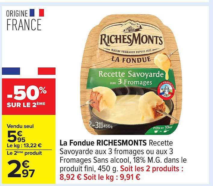 La Fondue RICHESMONTS Recette Savoyarde aux 3 fromages