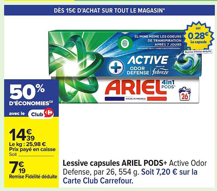 Lessive capsules ARIEL PODS+ Active Odor Defense