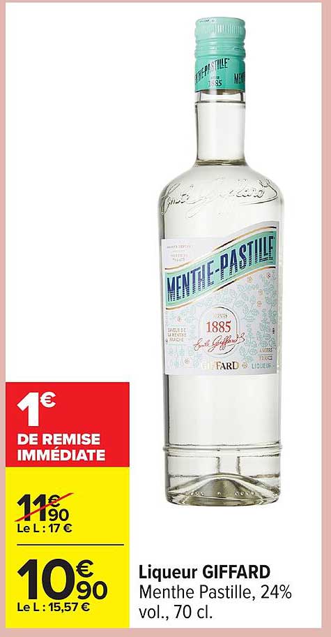 Liqueur GIFFARD Menthe Pastille, 24% vol., 70 cl.