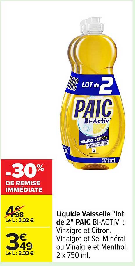 Liquide Vaisselle 'lot de 2' PAIC BI-ACTIV