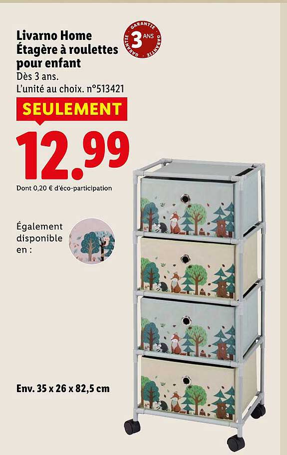 Livorno Home Étagère à roulettes pour enfant