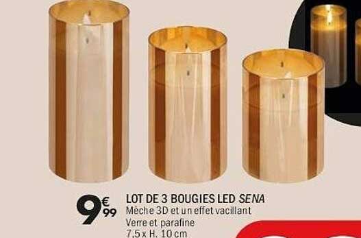 LOT DE 3 BOUGIES LED SENA