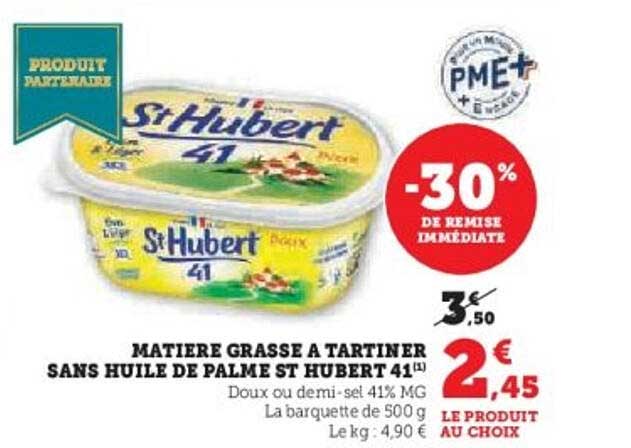 MATIERE GRASSE A TARTINER SANS HUILE DE PALME ST HUBERT 41