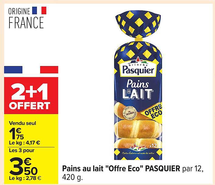 Pains au lait "Offre Eco" PASQUIER par 12, 420 g