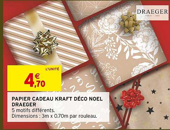 PAPIER CADEAU KRAFT DÉCO NOEL DRAEGER