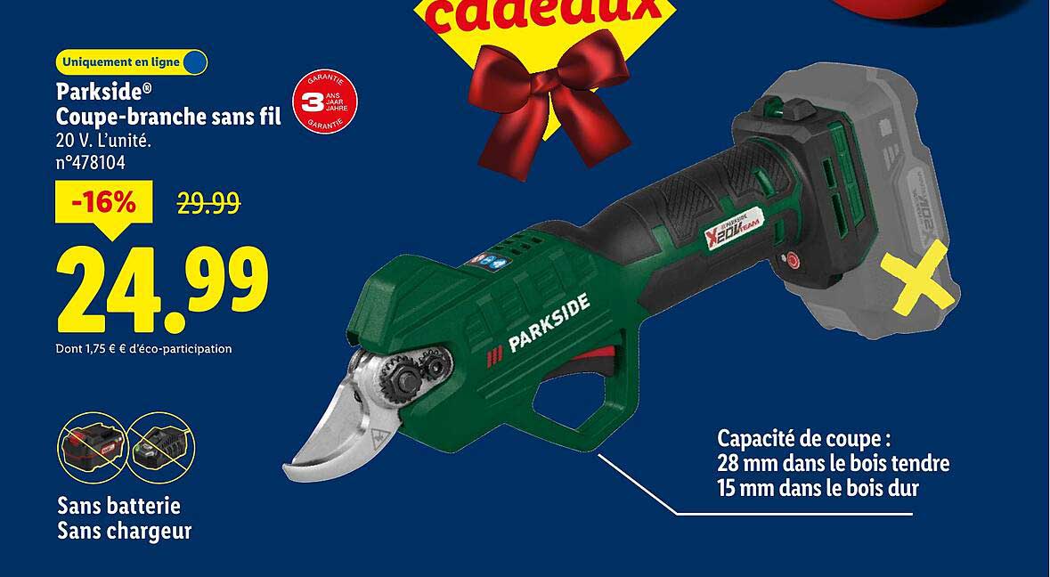 Parkside® Coupe-branche sans fil 20 V. L’unité.