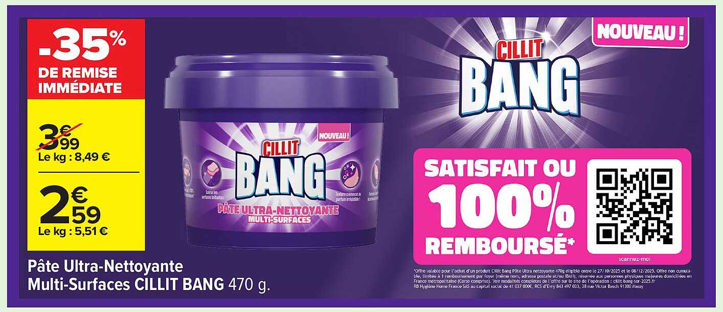 Pâte Ultra-Nettoyante Multi-Surfaces CILLIT BANG 470 g