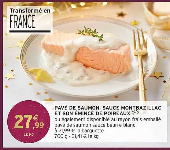 PAVÉ DE SAUMON, SAUCE MONTBAZILLAC ET SON ÉMINCÉ DE POIREAUX