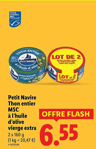 Petit Navire Thon entier MSC à l’huile d’olive vierge extra