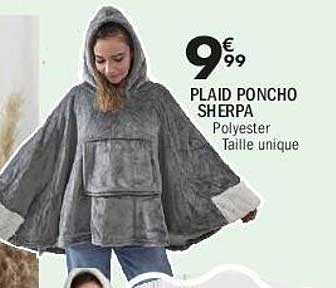 PLAID PONCHO SHERPA