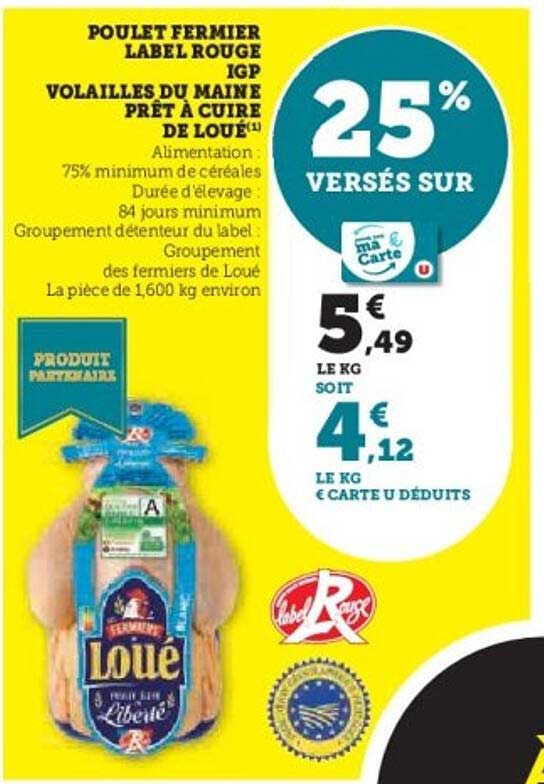 POULET FERMIER LABEL ROUGE IGP VOLAILLES DU MAINE PRÊT À CUISER DE LOUE