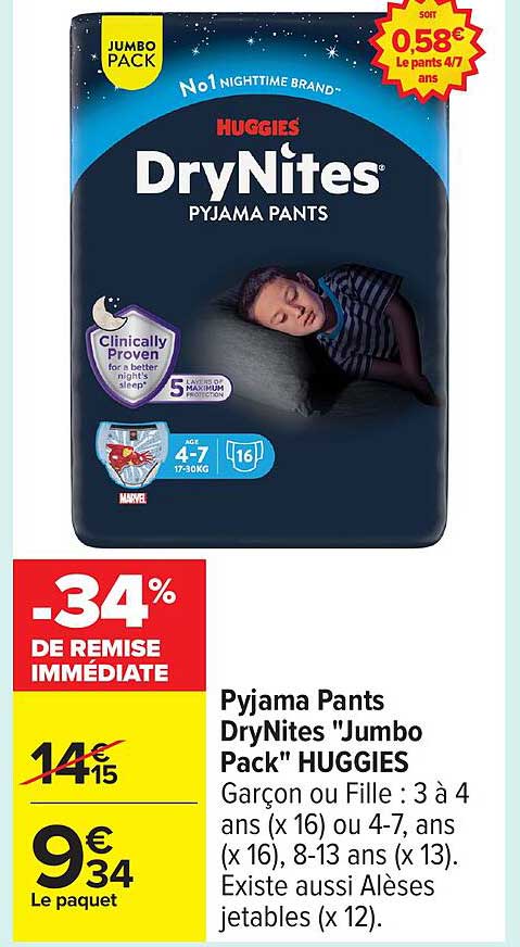 Pyjama Pants DryNites "Jumbo Pack" HUGGIES