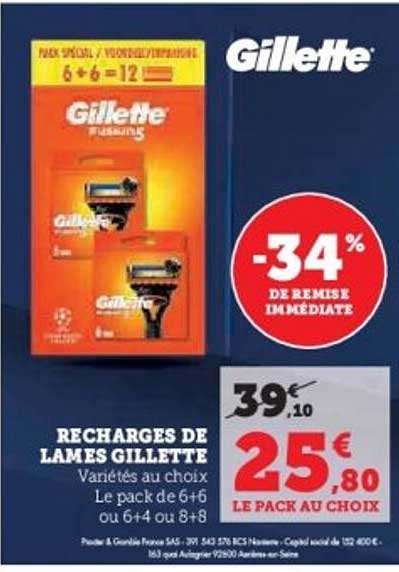 RECHARGES DE LAMES GILLETTE