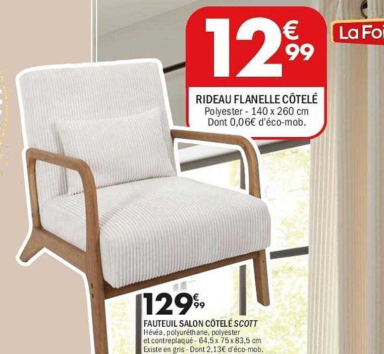 RIDEAU FLANELLE CÔTELÉ