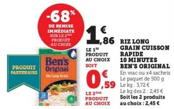 RIZ LONG GRAIN CUISSON RAPIDE 10 MINUTES BEN'S ORIGINAL