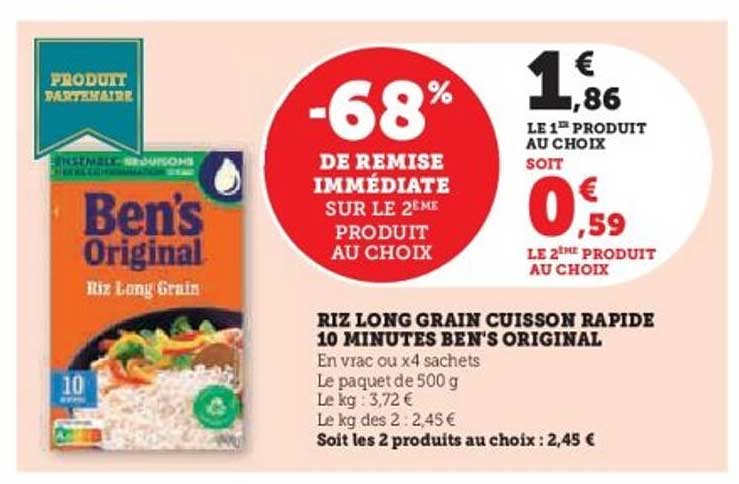 RIZ LONG GRAIN CUISSON RAPIDE 10 MINUTES BEN'S ORIGINAL
