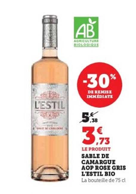 SABLE DE CAMARGUE AOP ROSE GRIS L'ESTIL BIO