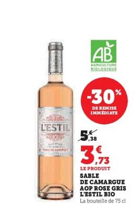 SABLE DE CAMARGUE AOP ROSE GRIS L'ESTIL BIO