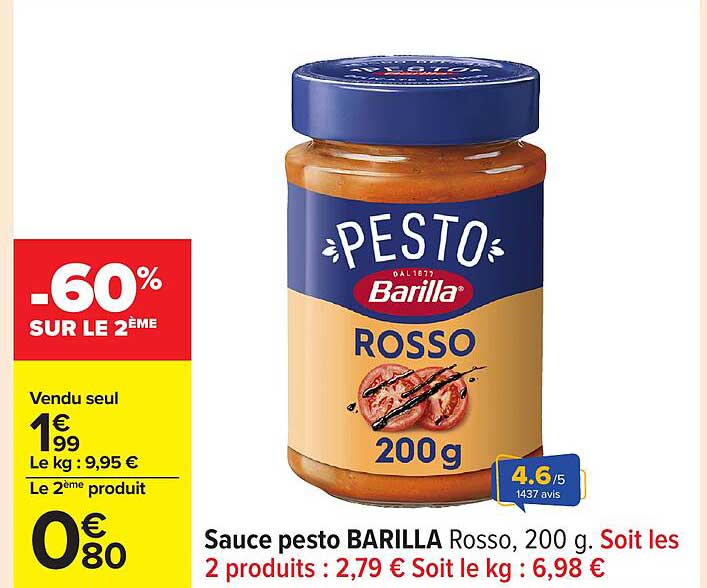 Sauce pesto BARILLA Rosso, 200 g.