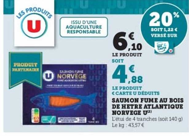 SAUMON FUME AU BOIS DE HETRE ATLANTIQUE NORVEGE U