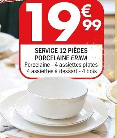SERVICE 12 PIÈCES PORCELAINE ERINA