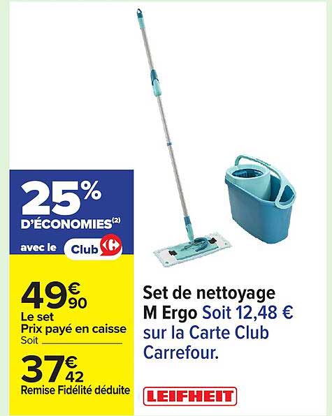 Set de nettoyage M Ergo Soit 12,48 € sur la Carte Club Carrefour.