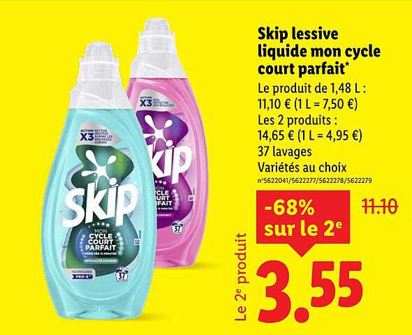 Skip lessive liquide mon cycle court parfait*