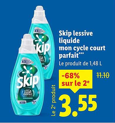 Skip lessive liquide mon cycle court parfait