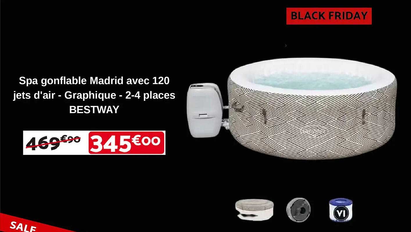 Spa gonflable Madrid avec 120 jets d'air - Graphique - 2-4 places BESTWAY
